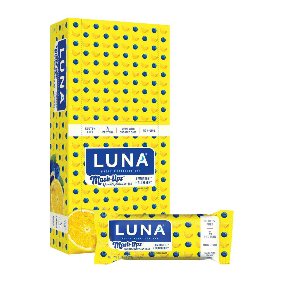 LUNA BAR - Mashups - Gluten Free Snack Bars - Lemon Zest & Blueberry Flavor  - (1.69 Ounce Snack Bar, 15 Count) : : Grocery & Gourmet Food